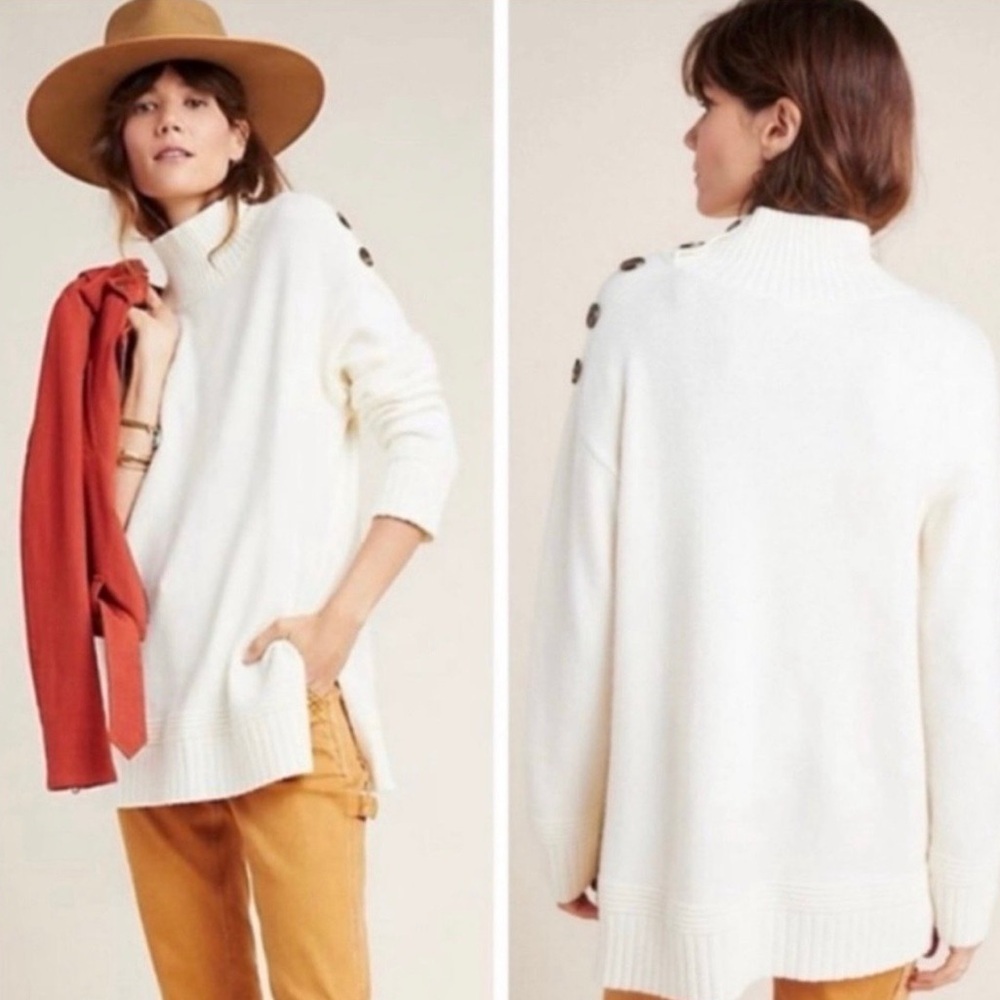 Anthropologie Margarita Ivory Tunic Sweater Size Large